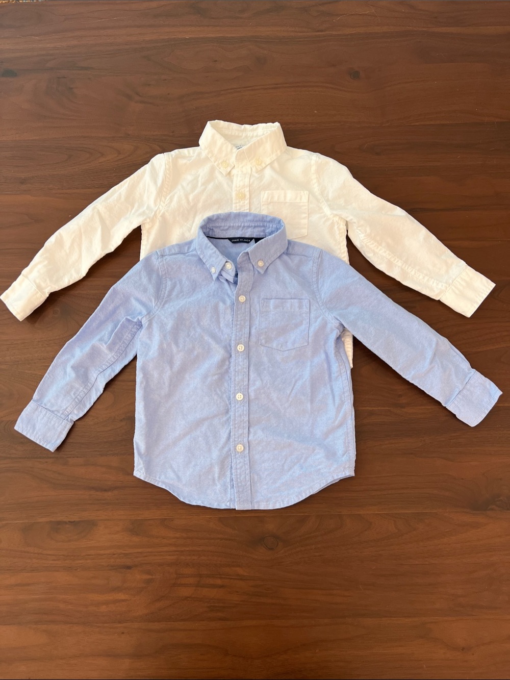 Janie and Jack Button-Down Shirt Bundle in Light Blue and White, 2T
